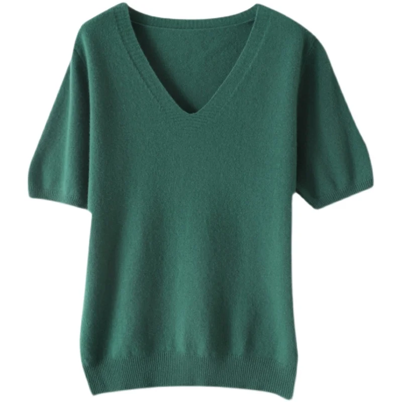 Женский свитер Camere с v-образным вырезом, весна-лето, новый однотонный трикотажный ор Све, внутренняя одежда, шерстяная трикотажная основа большого размера...