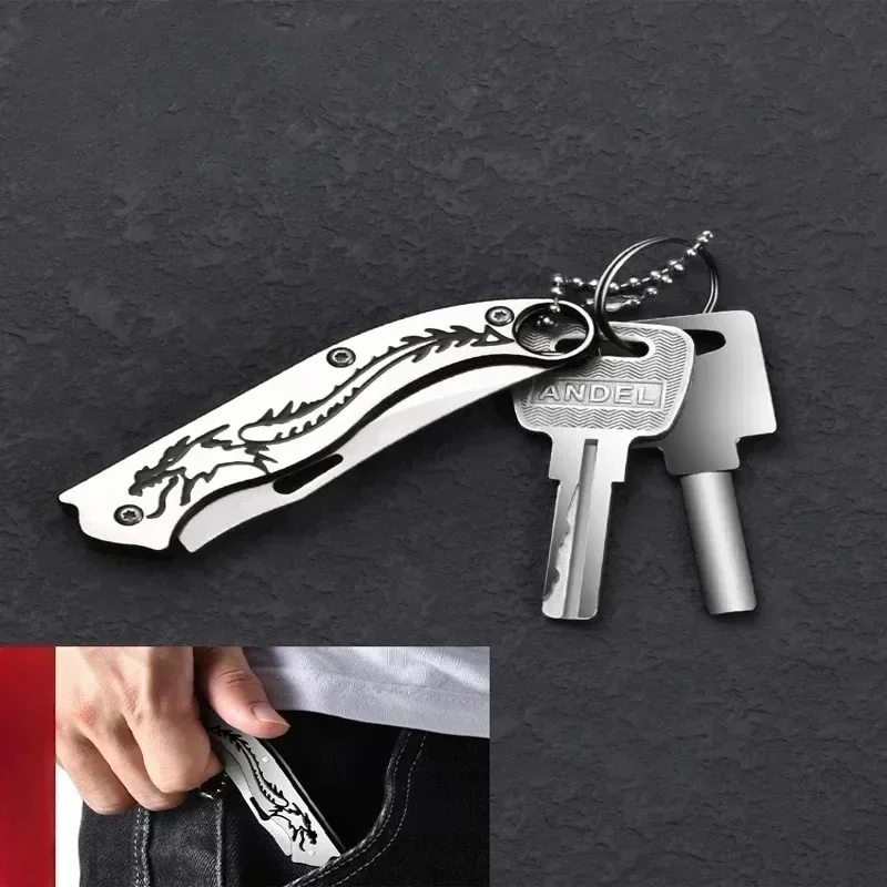 Portable Pocket Mini Folding Knife Animal Pattern Keychain Accessories Camping Travel Outdoor Cutting Tools Holiday Gifts