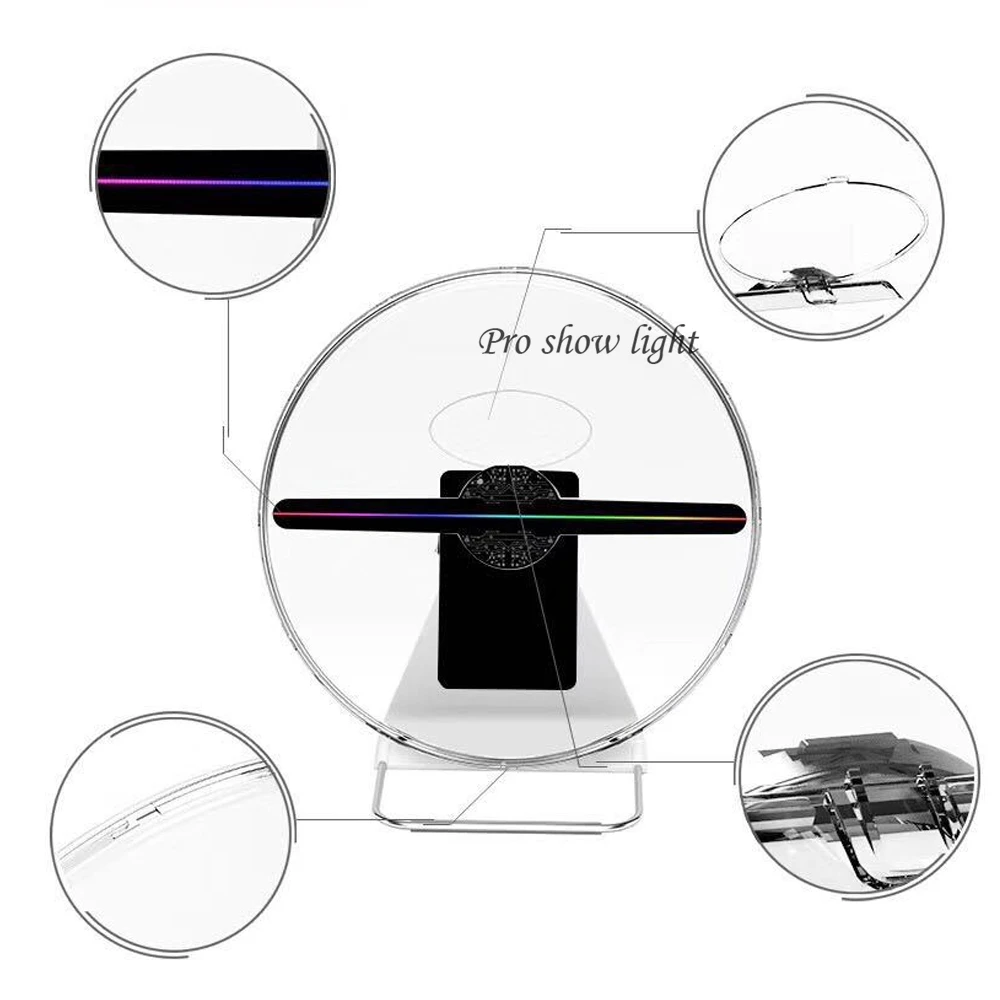 3D Holographic Fan 30CM 3D Hologram Projector Advertising Display with 256LEDS LED Light WIFI/Mobile App Control for Party,Club