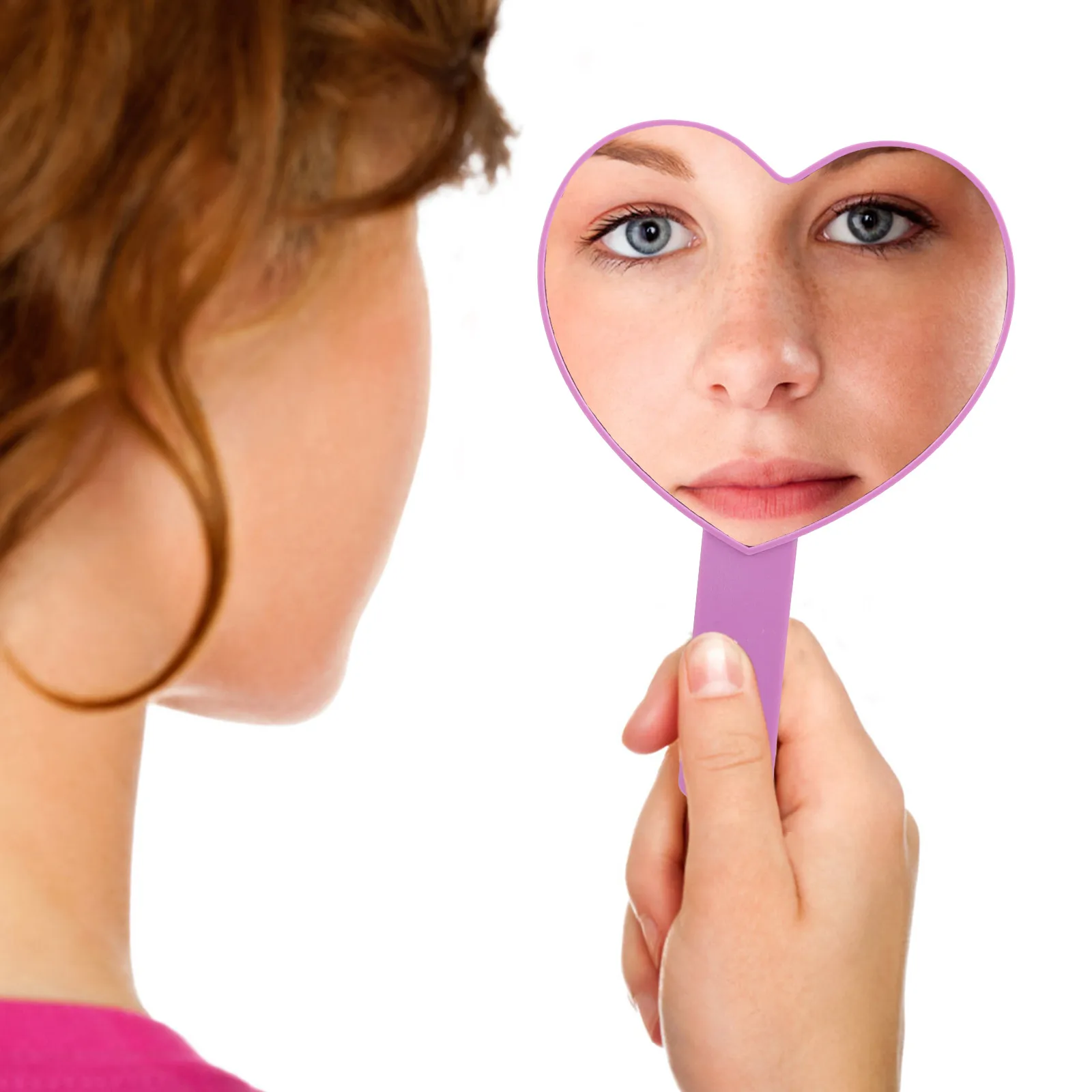 

Stylish Handheld Mirror Small Heart Shaped Portable Makeup Mirror Lightweight Safe for Beauty Enthusiasts Compact Mirrors