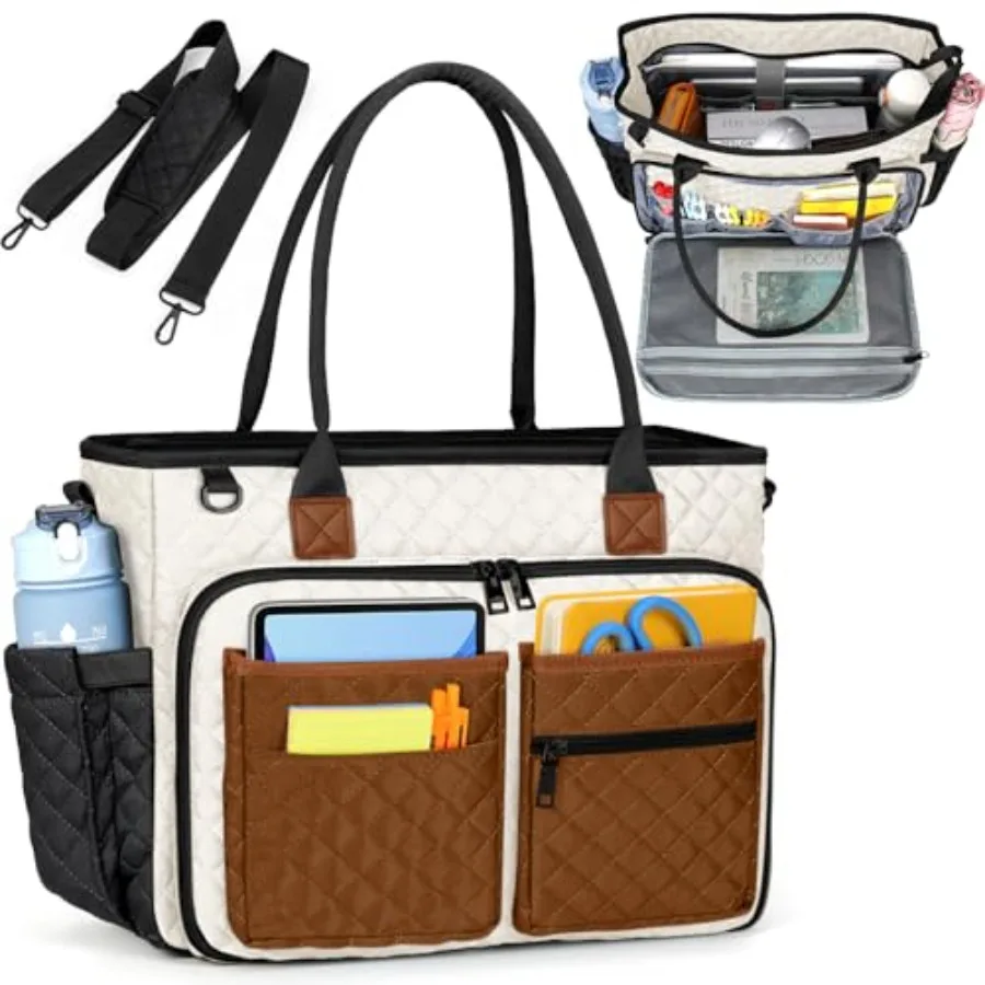 

Teacher Tote Bag Laptop Bag for Women Work Bags Laptop Tote Nurse Bag Professional Computer Messenger with Insulated Pocket, La