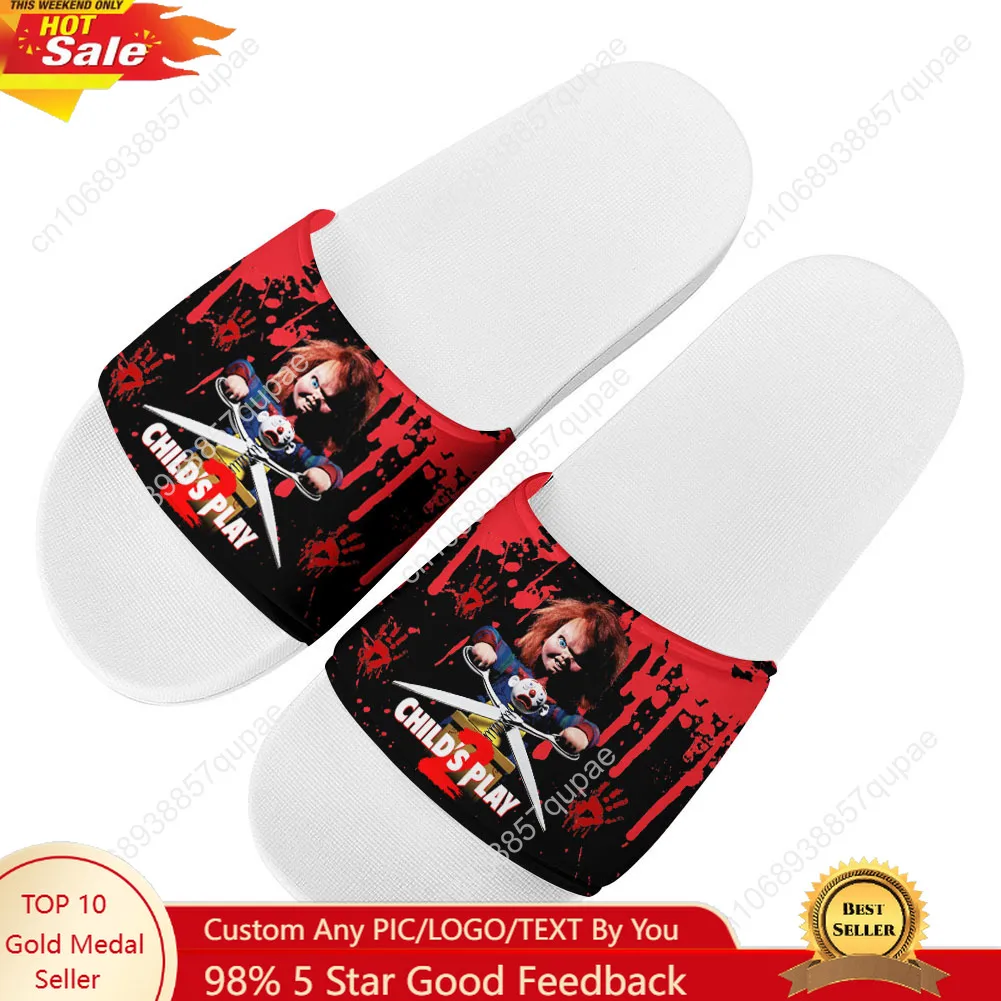 

Horror Movie Childs Play Chucky Slippers Home Water Shoes Fashion Women Teenagers Beach Pool Sandals Custom Made Summer Slipper