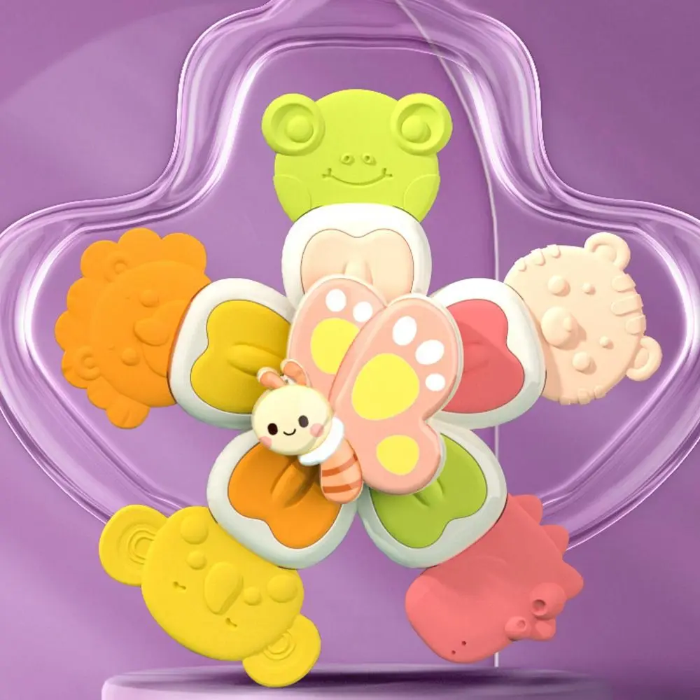 

4 шт., высококачественная милая мультяшная детская вращающаяся игрушка, интересная с присоской, волчок на палец, портативная игрушка для купания, детская игрушка