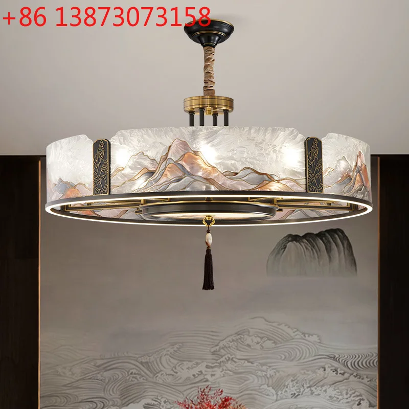 

Эмалированная новая китайская люстра, полностью медная гостиная, столовая, дзен, чайная комната, отель, вилла, свет