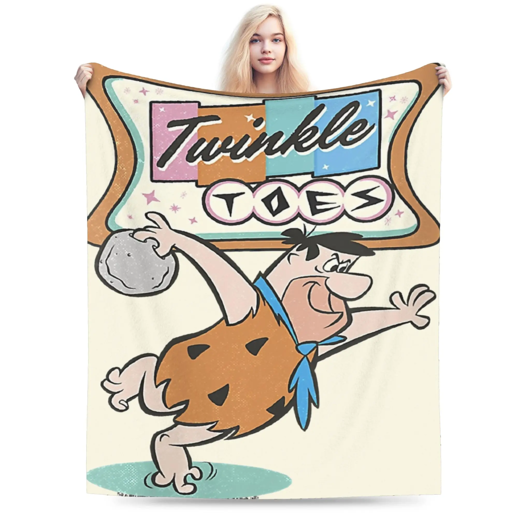 Comfort The Flintstone Twinkle Toes Bowling Alley  Blanket Stuff Room Decorative  Throw Blanket Super Warm Fleece for Outdoor