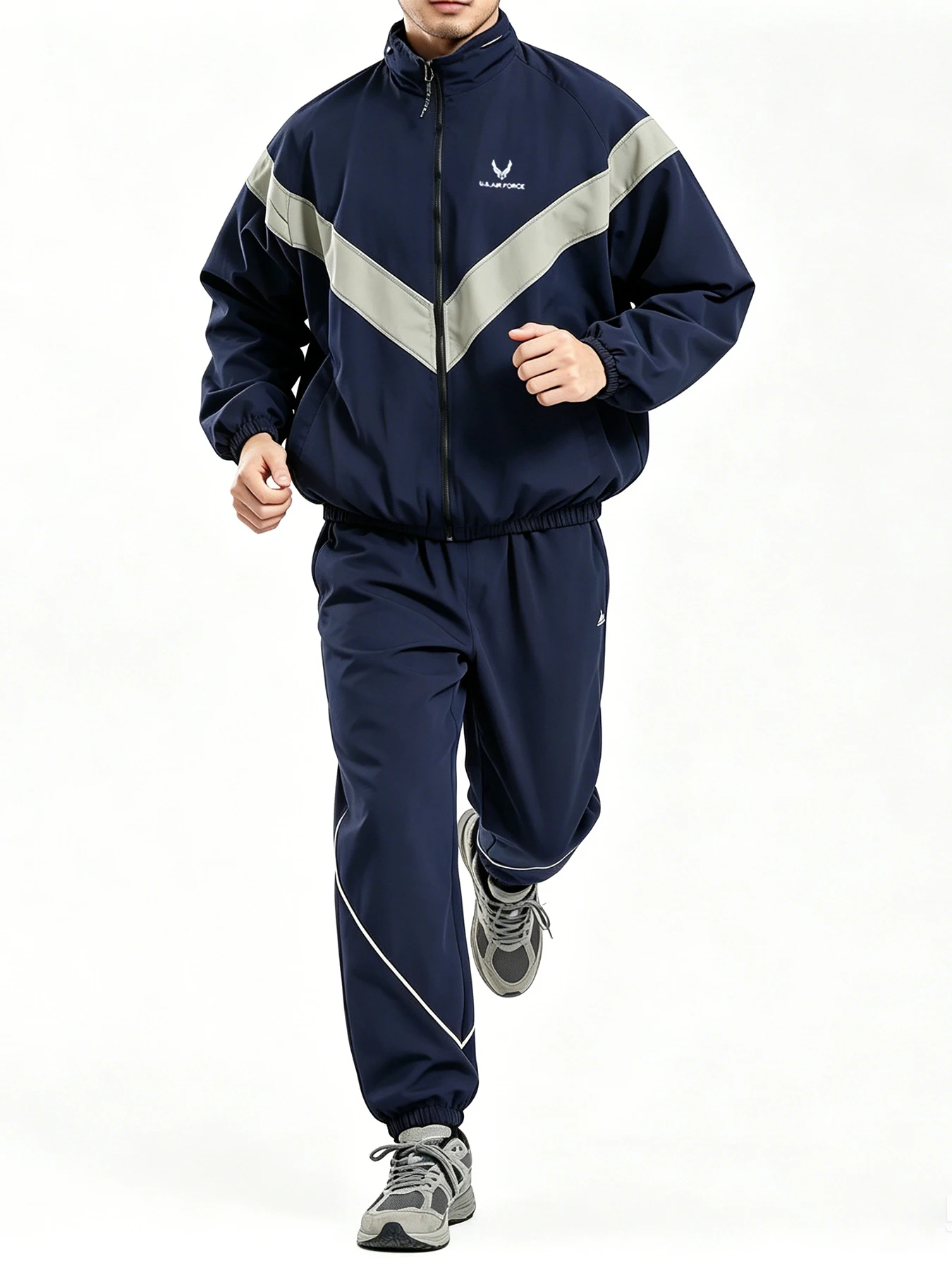 US Air Force training suit and trackpants set, men's nylon waterproof reflective sports jacket and pants for spring and autumn