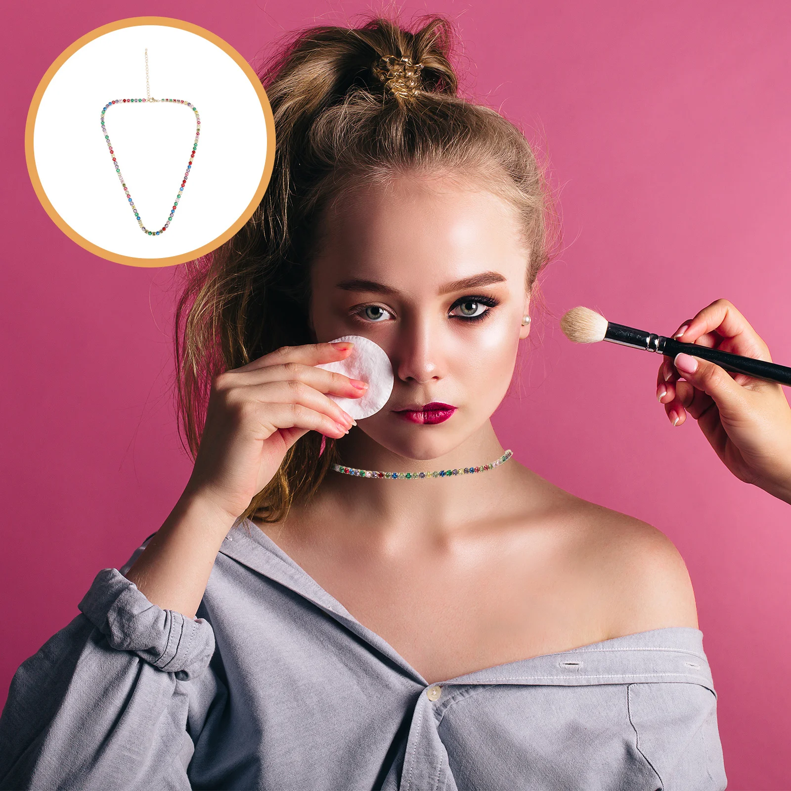 

Crystal Tennis Necklace for Women Zircon Stones Lightweight Stylish Rhinestone Necklace Party Jewelry Diamond Chain