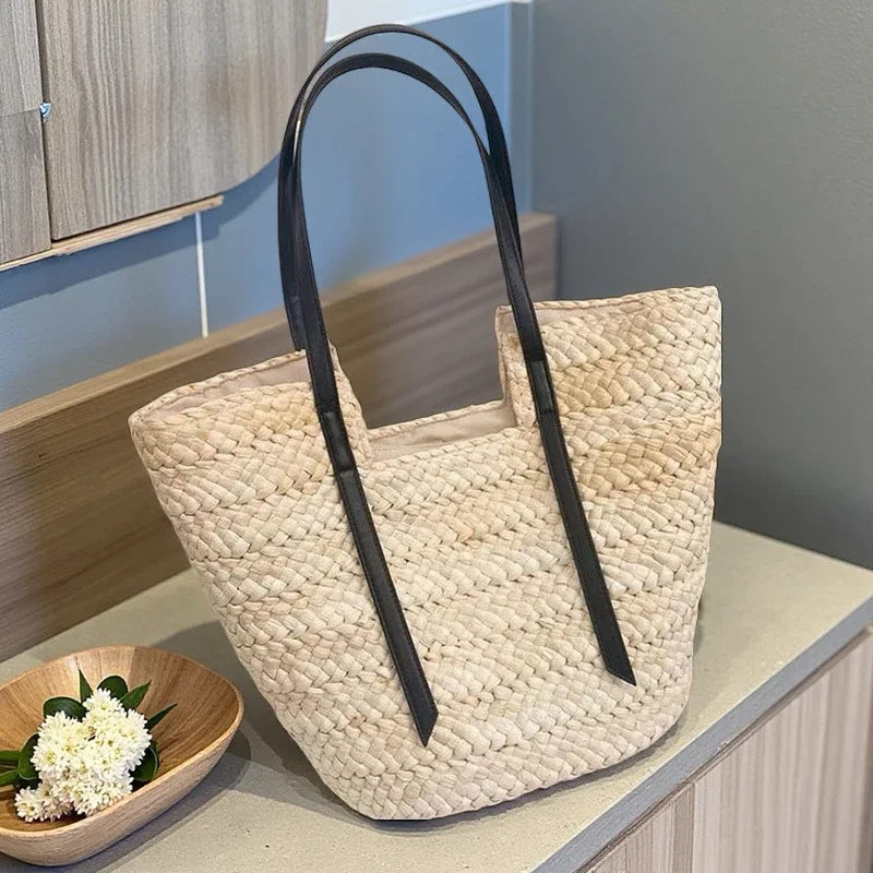 

Brand Large Capacity Straw Bag High Quality Woven Shopping Bag Concave Shoulder Bag Multifunctional Beach Bag Niche Women's Bag