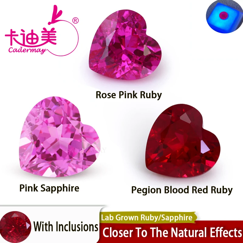 

Pink Sapphire Heart Cut Pegion Blood Red Ruby Lab Grown Ruby Loose Stones With Inclusion AGL For Jewelry Making