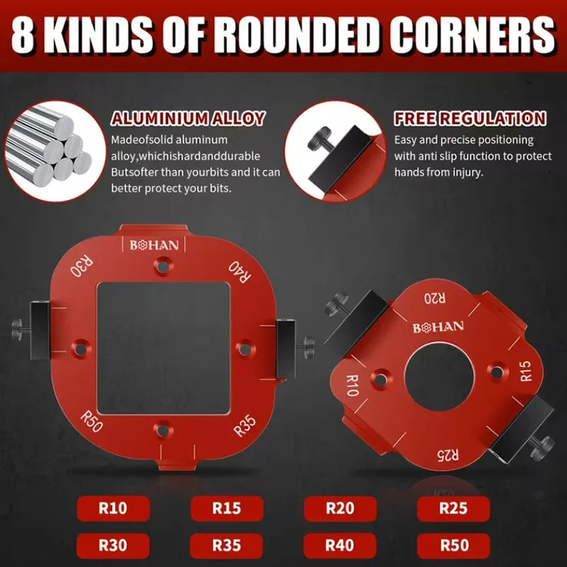 Rounded Corner Radius Template Jig | R15-R50 Arc Cutting Guide Precision Woodworking And Craft Tools Suitable