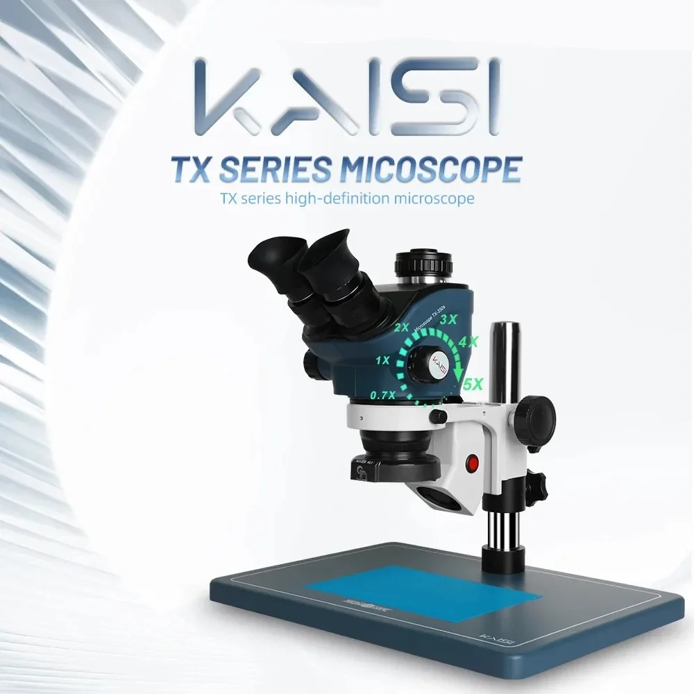 Kaisi TX-350s Trinocular Microscope 0.7X~5X  Zoom Stereo WF10X/23mm Eyepiece For Motherboard Soldering PCB Repair Microscope Set