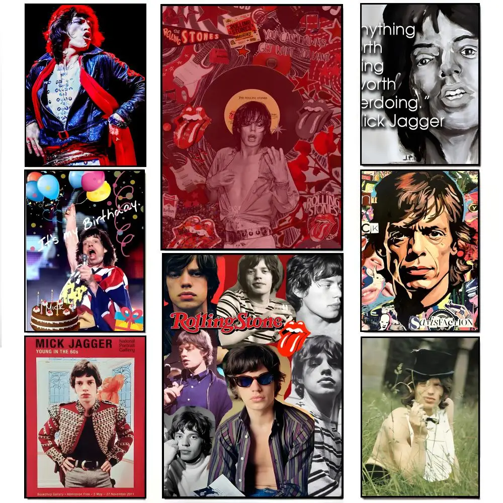 Pôster do Cantor Mick Jagger dos Rolling Stones, Adesivo de Parede HD à Prova d'Água, Decoração para Bar e Sala de Estar, Presente