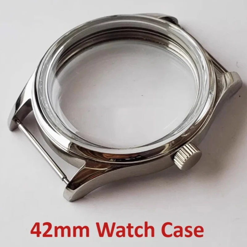 

For ETA6497/6498/ST3600/ST3620 42mm Polished Stainless Steel Watch Case for 37mm Watch Dial Movement 3ATM Bubble Glass