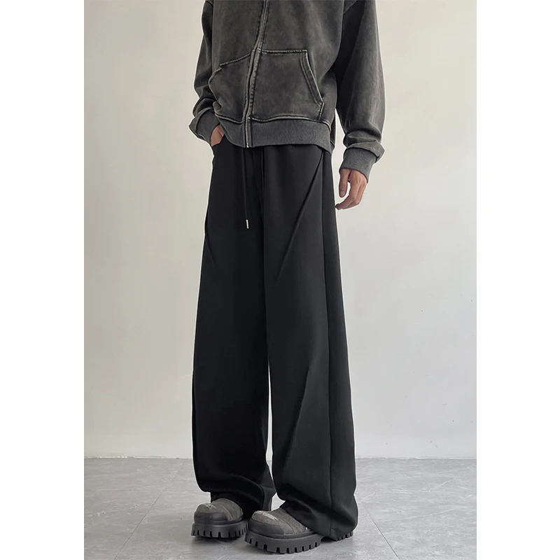 Grey Black Casual Pants Men Fashion Oversized Wide Leg Pants Men Streetwear Korean Loose Sweatpants Mens Joggers Trousers M-2XL