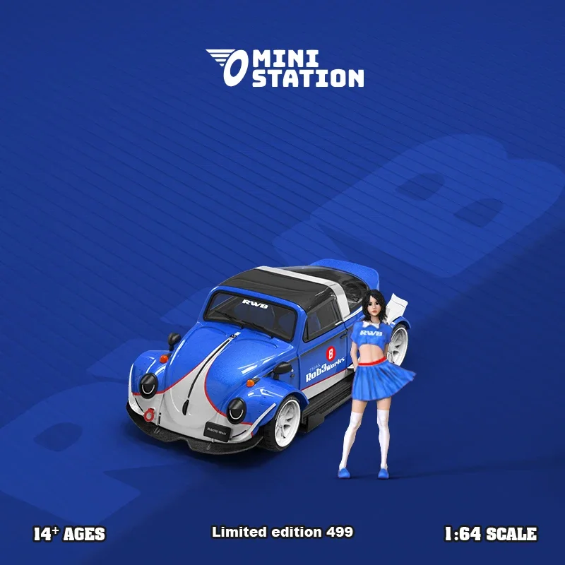 Mini Station 1:64 RWB-Targa BlueWhite Diecast Model Car