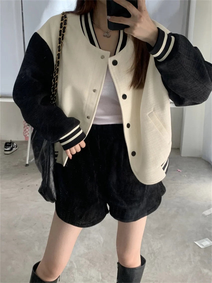 Alien Kitty S-M Baseball Coats Loose Women Chic Casual All Match Winter Sports 2023 Daily Office Lady All Match High Street