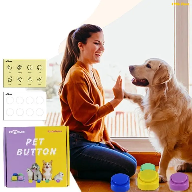 U1JB Dog Button for Communication Recording Button Recordable Training Buzzers Stickers Mat Set Perfect for Family Game