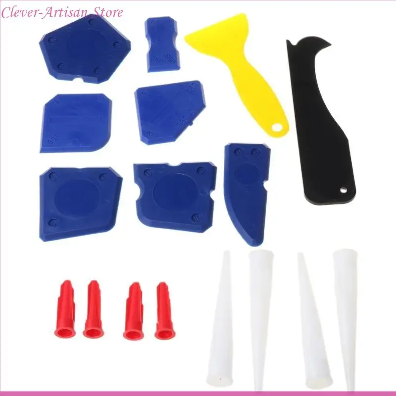 E06B Scraper Caulk Tools Glass Scraper Stainless Finisher Sealant Scraper Remove Scraper Grout 17pcs