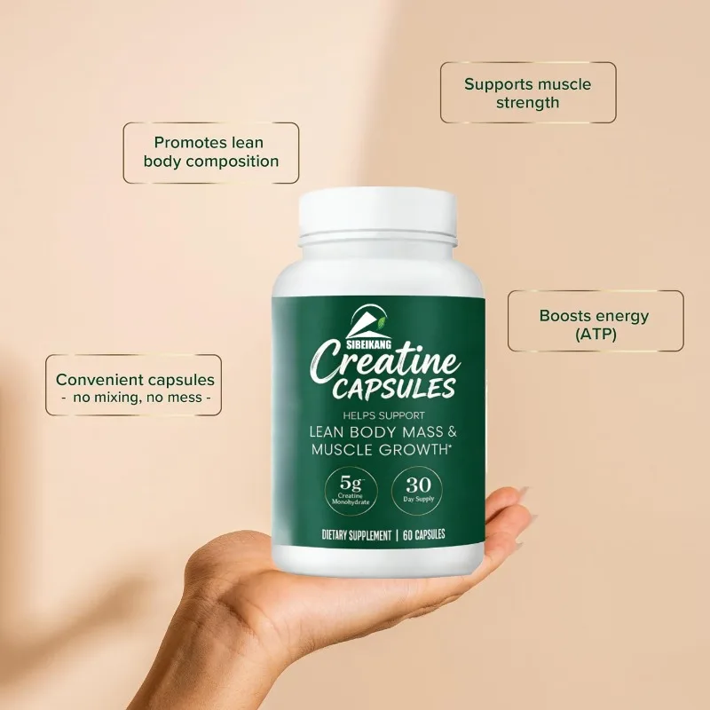 Creatine Monohydrate Capsules, 5000mg Per Serving, Pure Creatine Muscle, Strength and Health Support