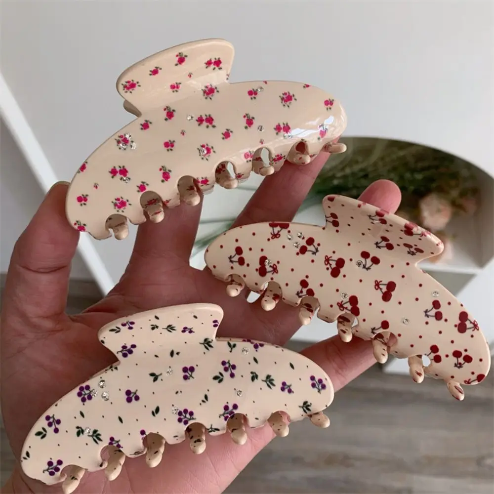 

Rhinestone Fresh Acetate Hair Claw Shark Clip Hairpin Small Floral Shark Clip Hair Clip Headwear Flower Hair Claw Streetwear