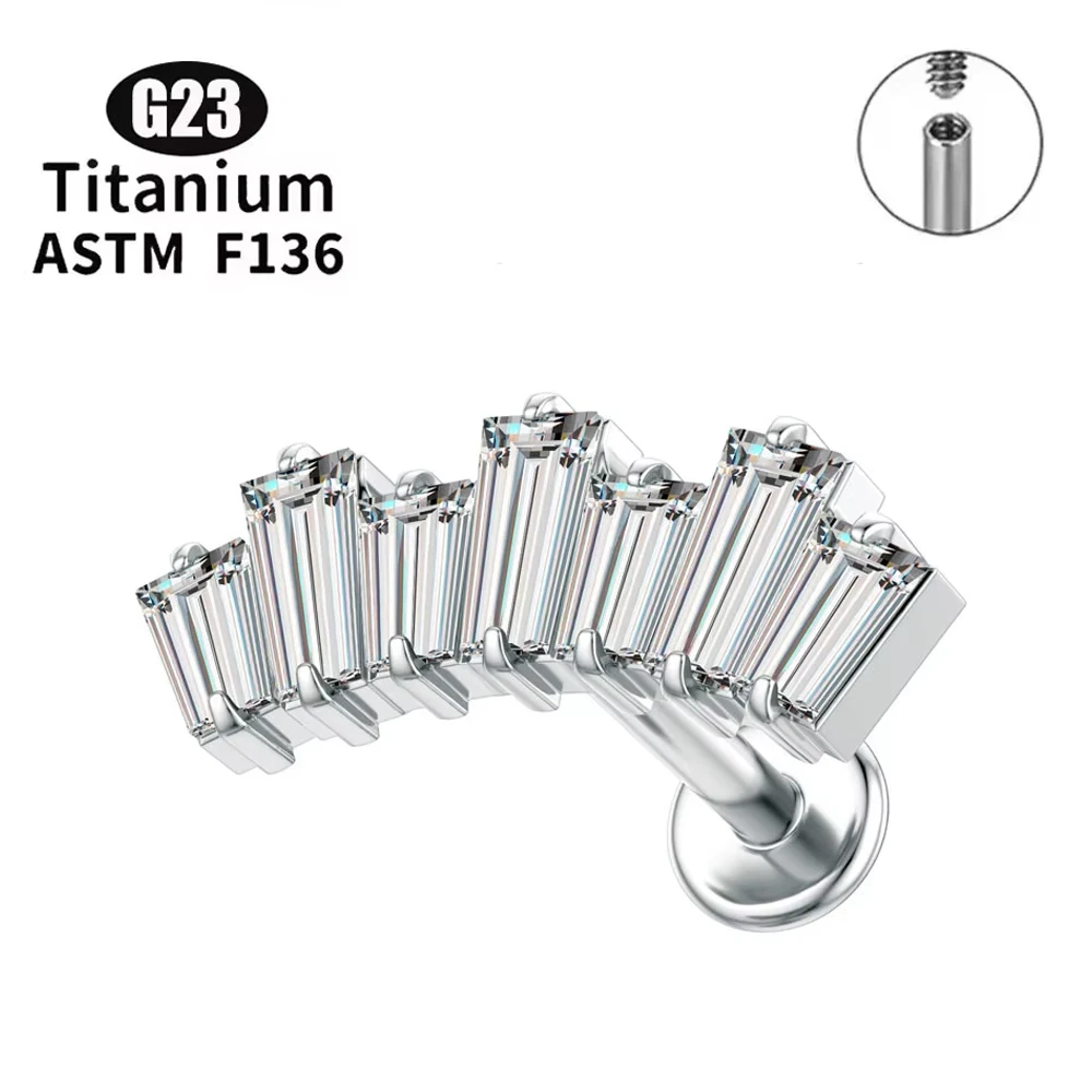 

New ASTM F136 Titanium Lip 16G Internal Thread 5A Zircon Helix Tragus Cartilage Conch Piercing Labret Lip Nail Sexy Body Jewelry