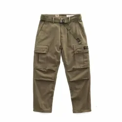 Men's Cargo Pants Black Male Trousers Straight Korean Casual Clothing Loose Baggy Aesthetic Large Size Slacks Big Regular Fit