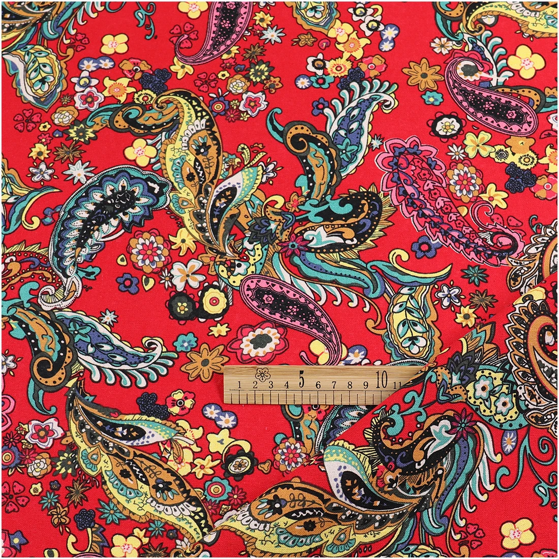 100x145cm Retro Ethnic Paisley Print Cotton Fabric For Sewing Dress By The Meter DIY Handmade Accessories