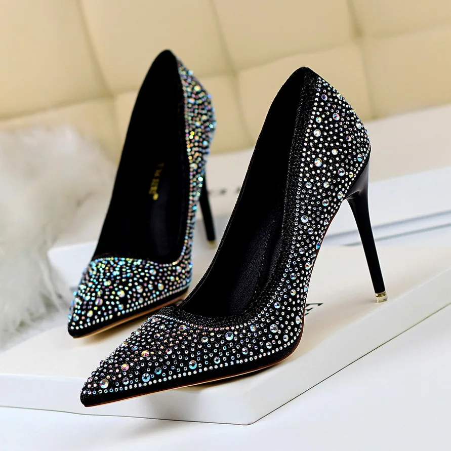 Rhinestone Women Pumps Sexy Stiletto Women High Heels Pointed Toe Women Heels Pumps Women Shoes Party Wedding Shoes Scarpe Donna