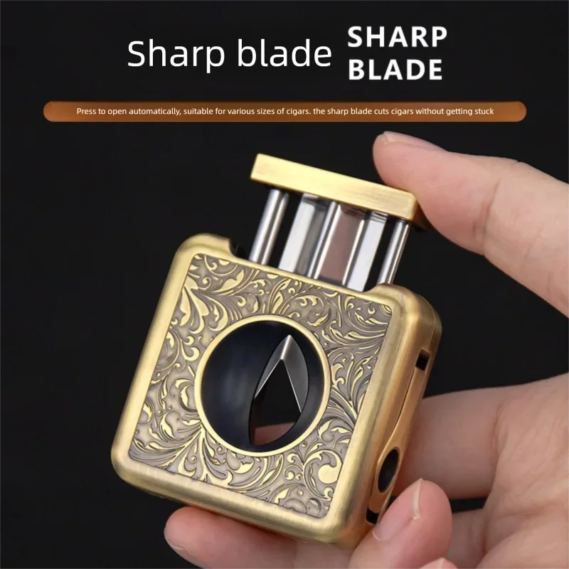 

Mini Cigar Cutter,4-in-1 Multi-Functional V-Cutting Machine With Cigar Drill Needle And Cigarette Tray Tools