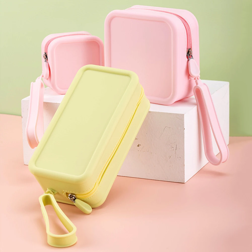 Silicone Makeup Bag,Candy Color Mini Wallet Coin Purse,Waterproof Makeup Brush Holder,Stylish Portable Travel Cosmetic Case