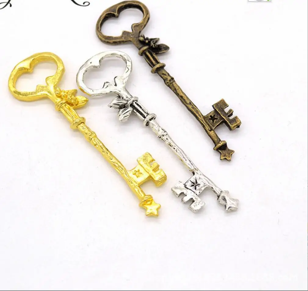 

15pcs Charms Vintage Skeleton Key 76*21mm Tibetan Bronze Silver Color Pendants Antique Jewelry Making DIY Handmade Craft F0669