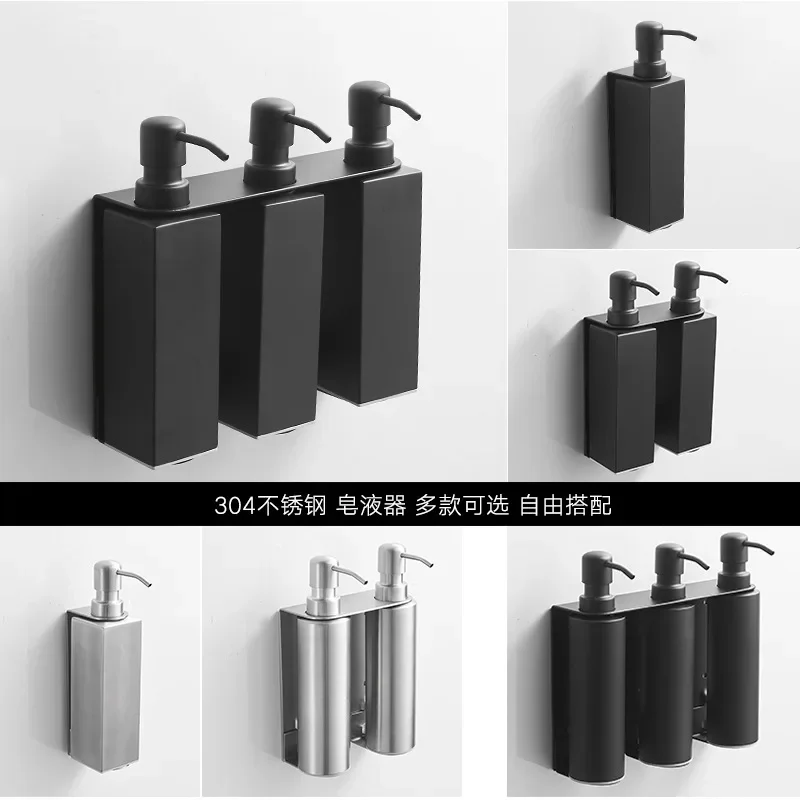 

Hotel Wall-mounted Soap Dispenser Black Bathroom Shower Gel Shampoo Squeezer Hand Soap Dispenser Toilet Hand Washer Soap Bottle