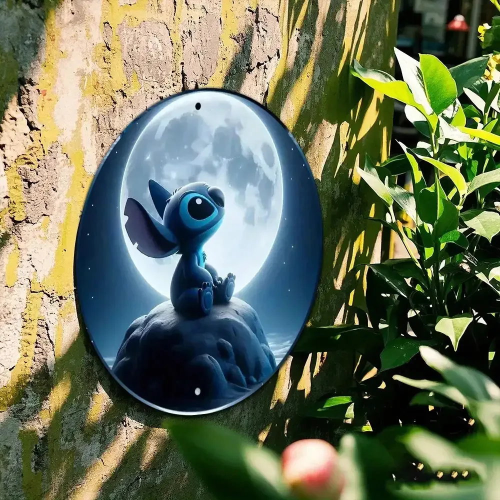 قطعة واحدة من لوحة القصدير المعدنية المستديرة، دائرة بنمط زخرفي مع موضوع غرزة، هدية ديكور منزلي مرخصة رسميًا، مناسبة