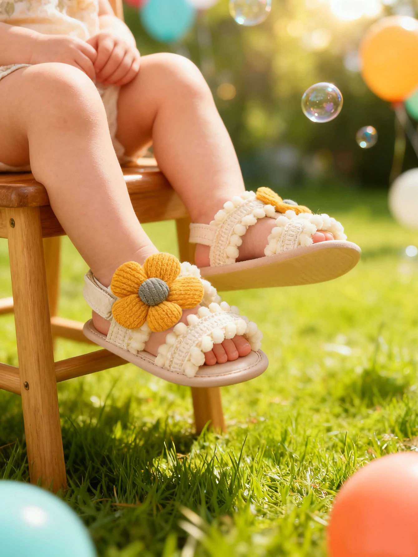 Baby Girl Summer Bohemian Flower Soft Bottom Sandals Newborn First Step Baby Cloth Soft Bottom Baby Sandals