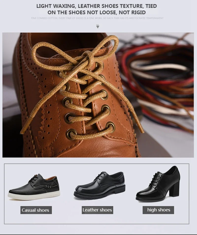 Neue wasserdichte Lederschnürsenkel – Runde gewachste Schnürsenkel – Gewachste Schnürsenkel für Herren-Business-Stiefel, Länge 60/80/100/120/140/180 cm – Detail 5