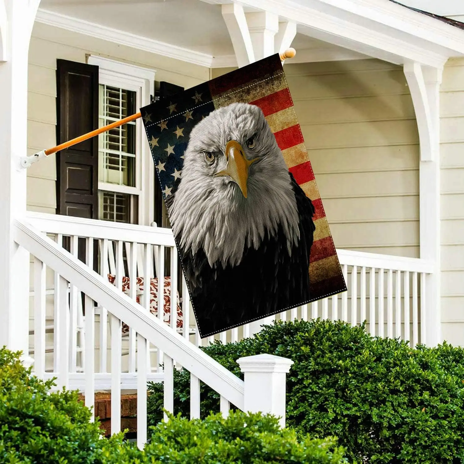 pingpi Bald Eagle USA Flag House Flag Vertical Double Sided,Grunge American Flag Yard Outdoor Decoration 28 x 40 Inch ZZJ LLG