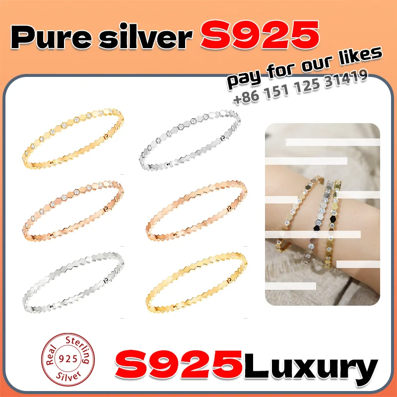 

S925 Silver Lock Bracelet Exquisite Fashion Multi functional U-shaped Gloss Lock Simple Luxury Bracelet, Comfortable to Wear