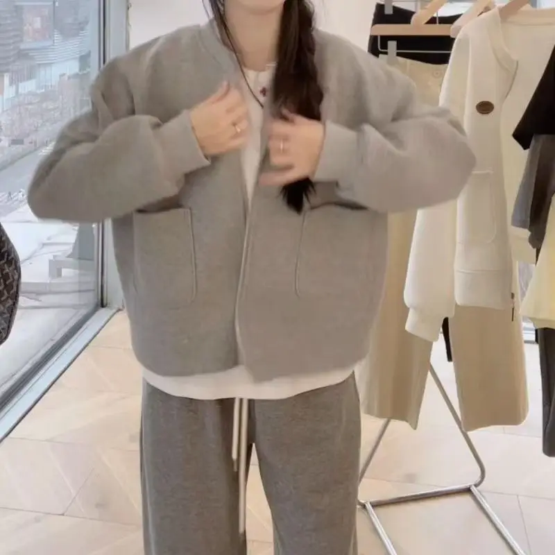 

ay round Ne Open Cardigan Baseball Jaet Loose Fit Anti-Aging for Men And Women Spring Autumn Korean Sle Casual Outerwear