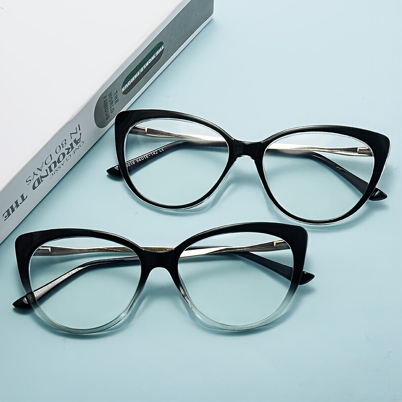  1PCS New Personalized Splicing Color Anti Blue Light Glasses TR90 Cat Eye Frame Women's Day and Night Fashion Sunglasses 