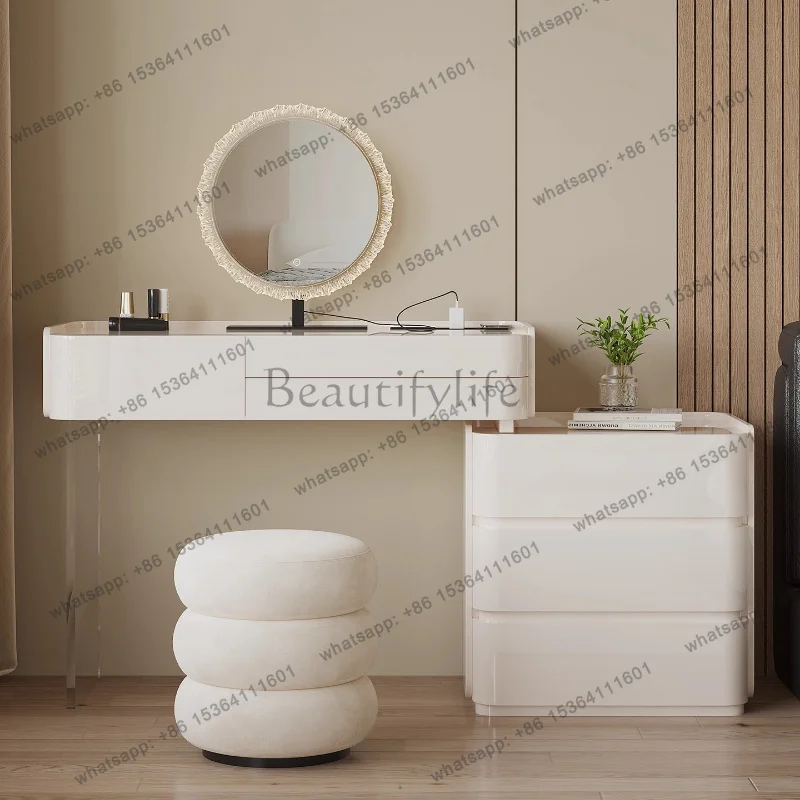 Modern Cream Style baking paint Toiletries Makeup vanity illuminated makeup dressing table dressers desk with mirror Dresser