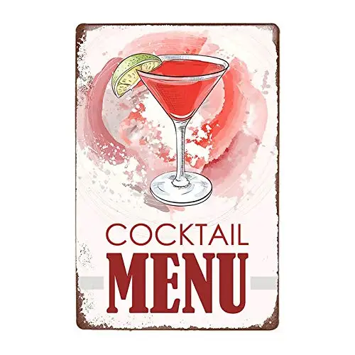 Various Cocktail Menu Retro Metal Tin Signs 8x12 Inch Kitchen Restaurant Poster Pub Bar Club Wall Decor Vintage Tin Sign qqwe-12