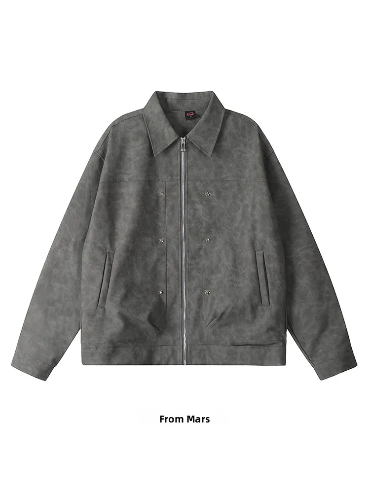 

from Dr Chaser American Simple Dye Zipper Collar Jaet ex Long Sve Coat for Couples Autumn Wear