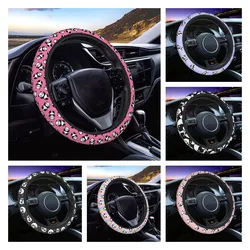 Panda Cartoon Pink Steering Wheel Cover for Women Girls 15 Inch Universal Auto Car Anti Slip Wrap Steering Wheel Covers