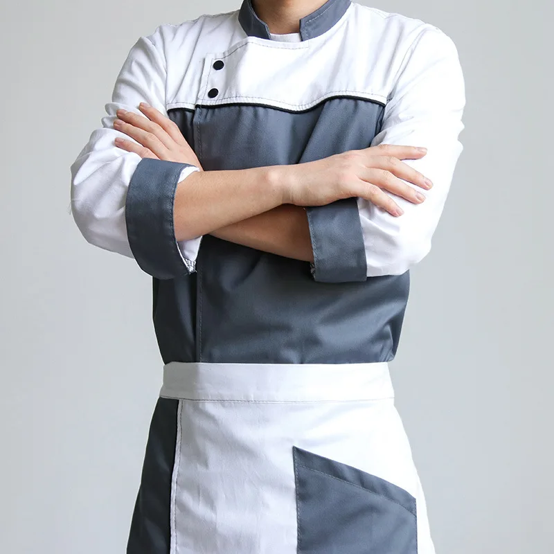 

Catering chef overalls men's long-sleeved kitchen clothes catering clothing short-sleeved kitchen tooling hotel chef clothes