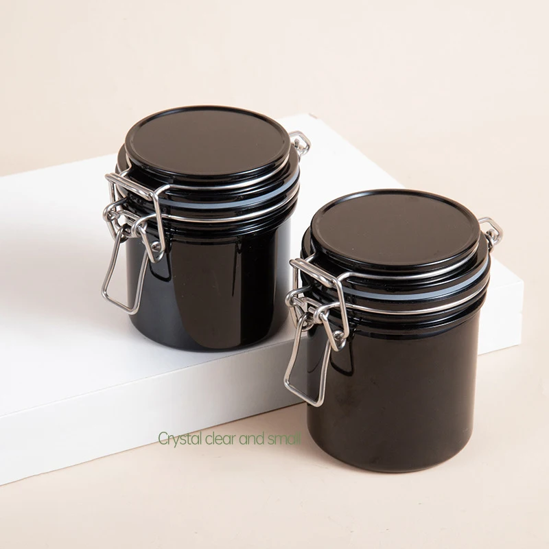 250ML Round Black Plastic Sealed Jars Bath Salt Bottle Cosmetic Seal Bottle Eyelash Glue Storage Tank