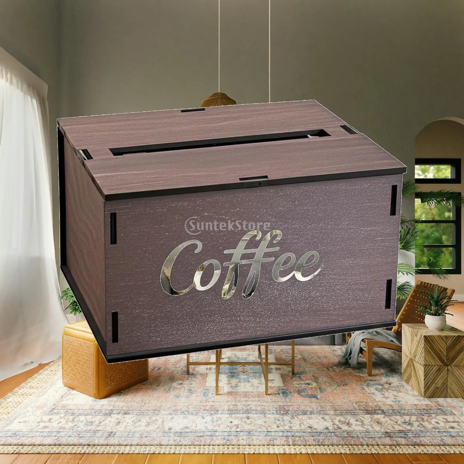 Brown Wooden Card Storage Case with Slot for Wedding Envelope Collection and Gift Cards Ideal for Bridal Shower