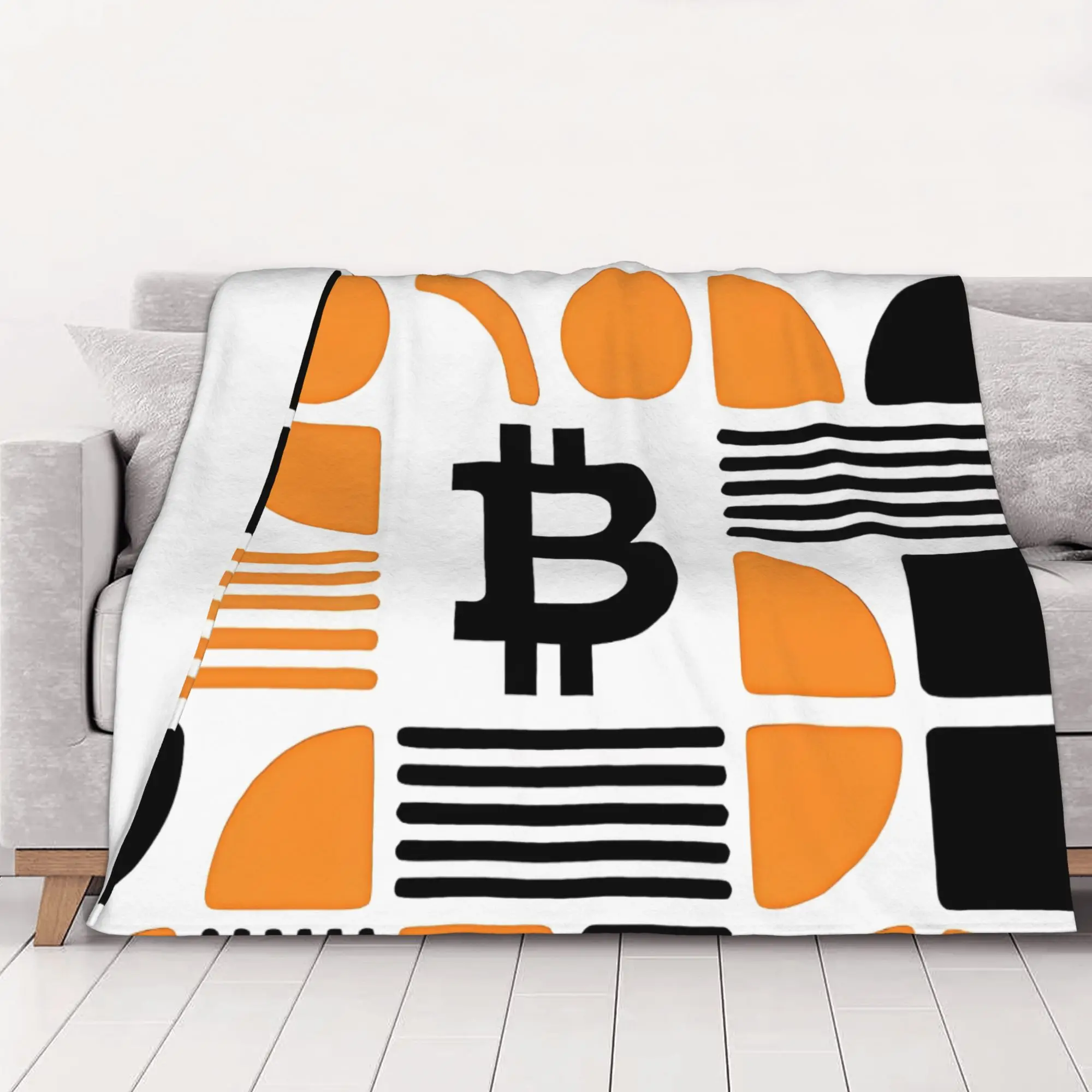 1PC home Cutecore Geometric Deconstruction Bauhaus Crypto Bitcoin Blanket Super Cosy Plush Home Living Room Sofa halloween