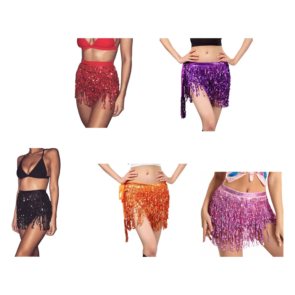 تنانير شرابة متعددة الاستخدامات من البوليستر للنساء، مجموعات الرقص S مليئة بأزياء الرقص #6