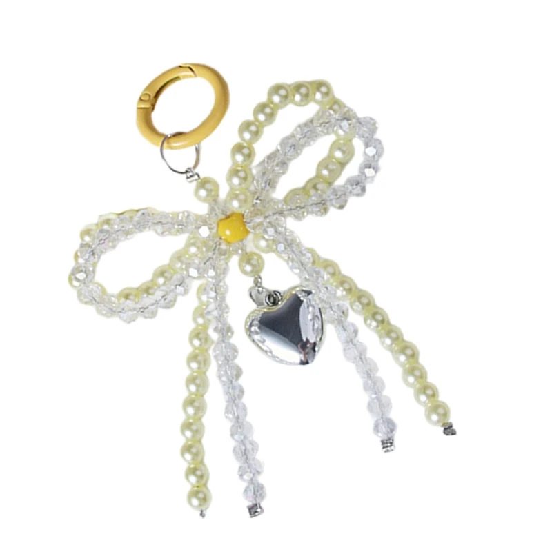 Sturdy Pearls Crystal Bowknot Hanging Key Ornament for Keys and Bags Selection