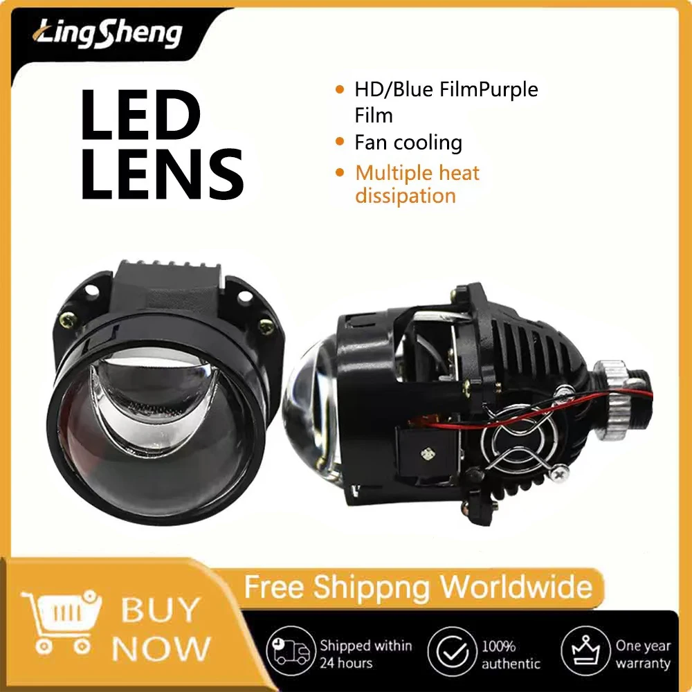 

LingSheng 40 Вт 2,5 дюйма с двумя светодиодами для H1 H4 H7 9005/9006, розетка для модернизации автомобильных фар, полный комплект со светодиодными кожухами, белый, желтый